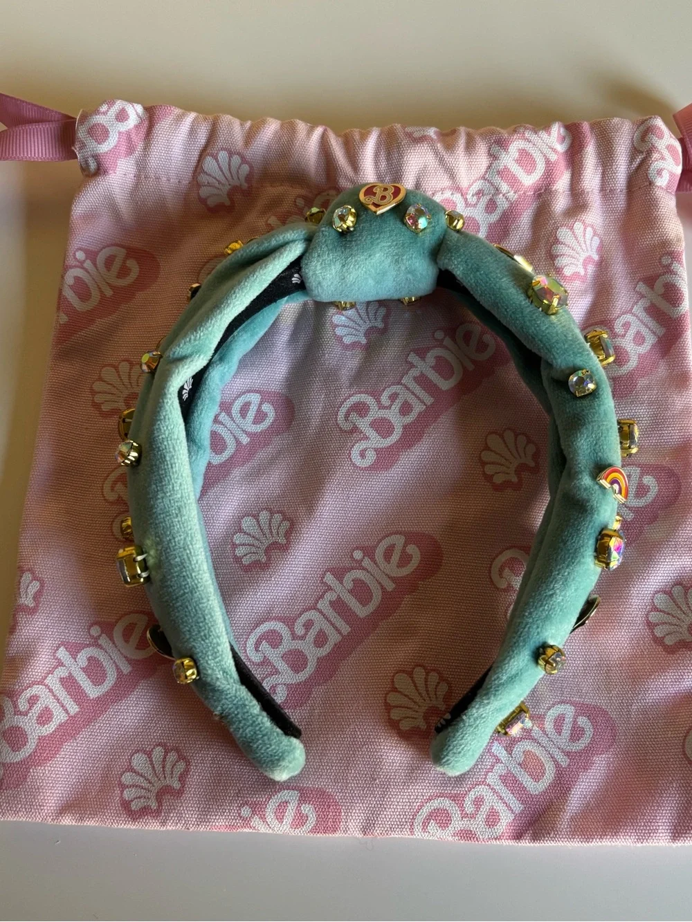Lele Sadoughi x Barbie Bejeweled Turquoise Top Knot Headband